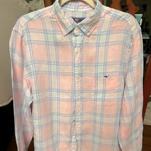Vineyard Vines Boys Medium pink and blue button down. Worn once or twice